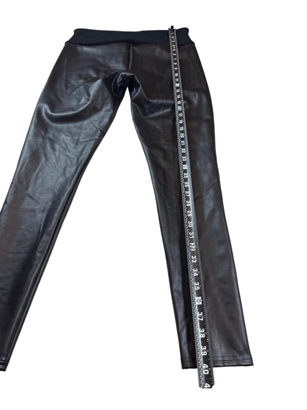 Assets By Spanx Women’s Faux Leather Leggings Black XL Stretch Waist (M678) - Picture 6 of 6
